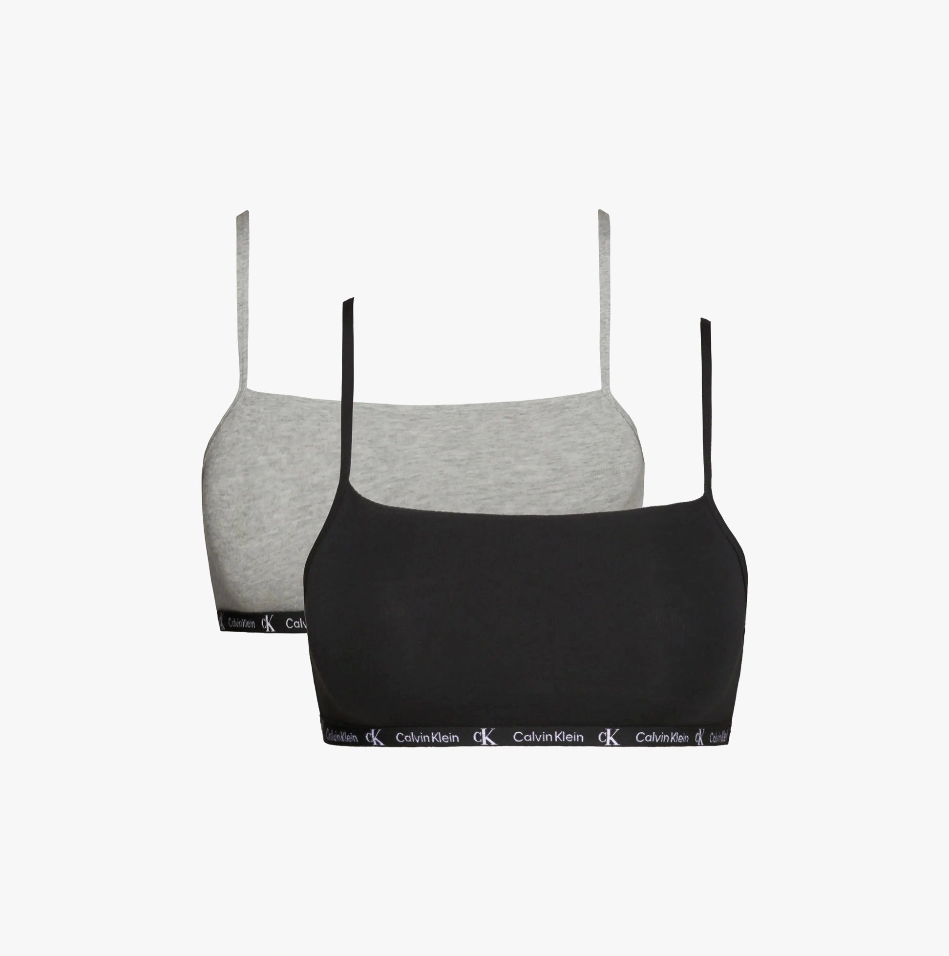 CK Classics: Black & Grey Heather Bralettes - Effortless Comfort, Iconic Style.